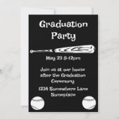 Invitation Softball/ Baseball 3 Photo Black Graduation (Dos)