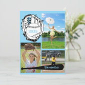 Invitation Softball/ Baseball 3 Photo Light Blue Graduation (Debout devant)