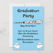 Invitation Softball/ Baseball 3 Photo Light Blue Graduation (Dos)