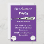 Invitation Softball/ Baseball 3 Photo Purple Graduation (Dos)