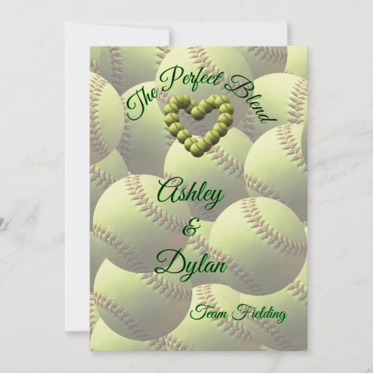 Invitation Softball Heart Blended Family Mariage (Devant)