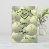 Invitation Softball Heart Blended Family Mariage (Debout devant)