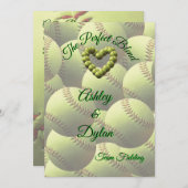 Invitation Softball Heart Blended Family Mariage (Devant / Derrière)
