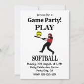 Invitation Softball Player Play Softball (Devant)