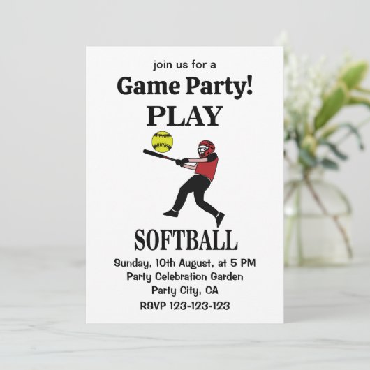 Invitation Softball Player Play Softball (Debout devant)