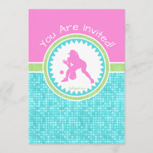 Invitation Softball Tri-Pastel Couleur Avec Tuile Aqua