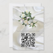 Invitation Soie blanche luxueuse et fluide et roses blanches. (Dos)