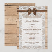 Invitation Soie Bow & dentelle Anniversaire (Devant / Derrière)