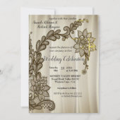 Invitation Soie Champagne avec dentelle d'or (Devant)