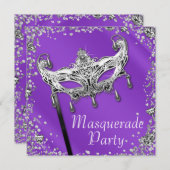 Invitation Soie Confetti Lavande Purple Masquade (Devant / Derrière)
