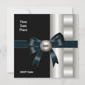 Invitation Soie Crème Argent Bow noir (Dos)