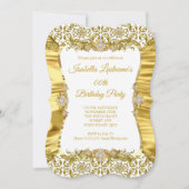 Invitation Soie Damas Or Diamant Blanc Diamant Anniversaire (Devant)