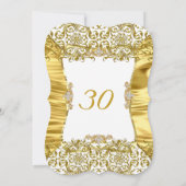 Invitation Soie Damas Or Diamant Blanc Diamant Anniversaire (Dos)