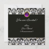 INVITATION SOIE DAMASSÉE GLACE NOIRE MONOGRAMME AMETHYSTE VIO (Dos)