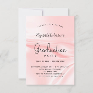 Invitation Soie de satin rose pâle pour la fête de graduation