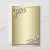 Invitation Soie en argent ivoire or fête d'anniversaire (Dos)