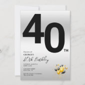Invitation Soie et ballons élégants Fête du 40e anniversaire (Devant)