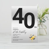 Invitation Soie et ballons élégants Fête du 40e anniversaire (Debout devant)