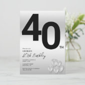 Invitation Soie et ballons élégants Fête du 40e anniversaire (Debout devant)