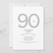 Invitation Soie et blanc Elégant 90ème anniversaire (Devant)