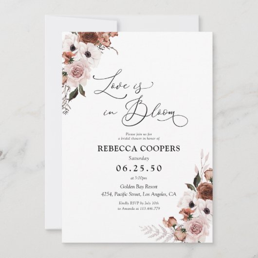 Invitation Soie Florale Douche nuptiale (Devant)