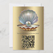 Invitation Soie ivoire, dentelle dorée et perles et marbre (Dos)