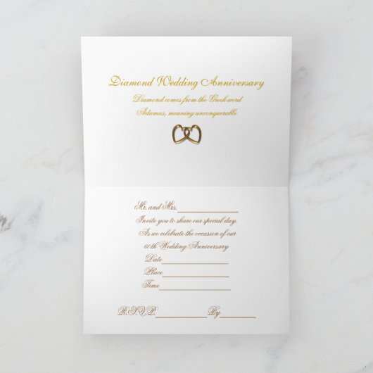 Invitation soie or 60e anniversaire (Intérieur)