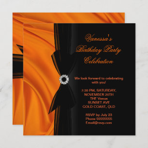 Invitation Soie Orange Soie Noire