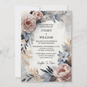 Invitation Soie rose Boho Peony Garden Dusty Rose Mariage (Devant)
