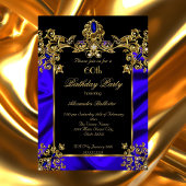 Invitation Soie Soie 60e anniversaire Soie Ruby bleu or