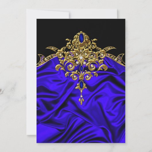 Invitation Soie Soie 60e anniversaire Soie Ruby bleu or (Dos)