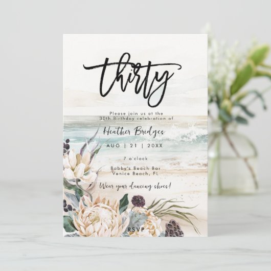 Invitation Soif tropicale de plage de 30e anniversaire (Debout devant)