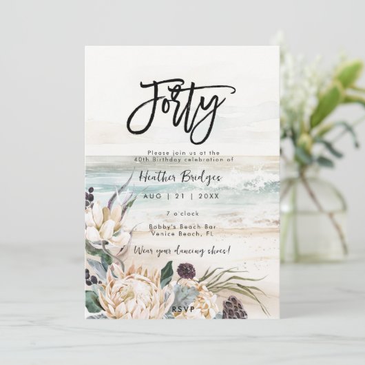 Invitation Soif tropicale de plage de 40e anniversaire (Debout devant)