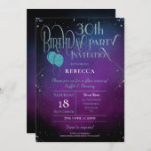 Invitation Soignée 30e anniversaire Ornate Script Purple Part (Devant / Derrière)