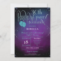 Soignée 30e anniversaire Ornate Script Purple Part