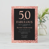 Invitation Soignée 50e anniversaire Metalic Rose Gold Party (Debout devant)