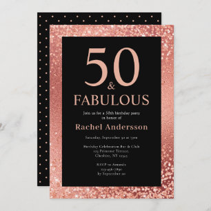 Invitation Soignée 50e anniversaire Metalic Rose Gold Party