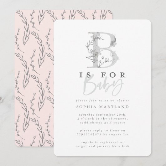 Invitation Soignée classe simple baby shower fête (Devant / Derrière)