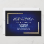 Invitation Soignée Classy Bleu/Or Anniversaire (Devant)