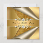 Invitation Soignée Classy Womans Gold Birthday Party (Devant)