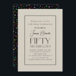 Invitation Soignée de Gentlemen's 50th Birthday Party<br><div class="desc">Un beau design de 50ème anniversaire,  pour une fête prévue ou surprise de cinquantième anniversaire. Mini moderne gris beige et sophistiqué noir script typographie s'unissent pour créer un suave motif de fête d'anniversaire messieurs Cinquante et Fabuleux. Parfait pour la cravate noire ou les jeans bleus !</div>