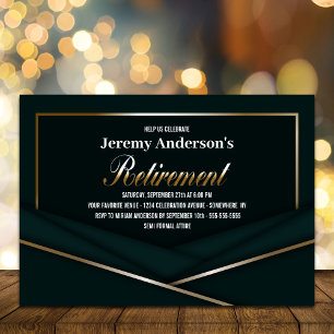 Invitation Soignée de la retraite de l'or vert sophistiquée