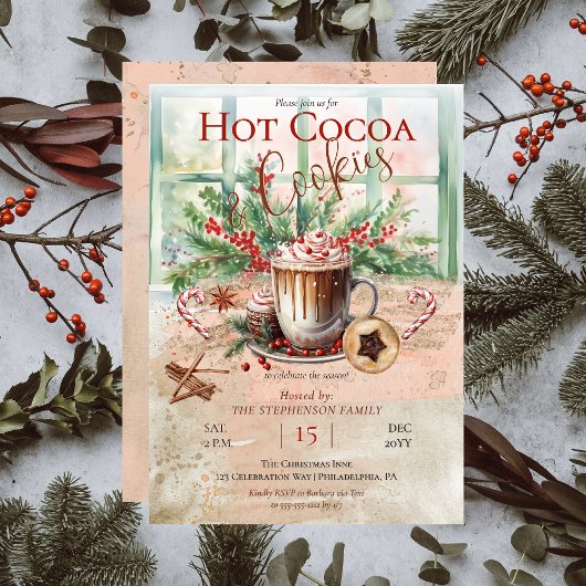 Invitation Soignée et nostalgique Hot Cocoa and Cookies Party