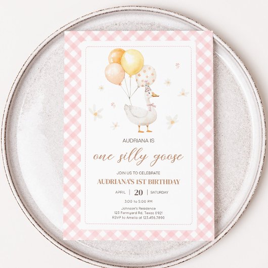 Invitation Soignée Goose En vichy fête d'anniversaire