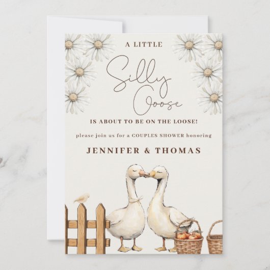 Invitation Soignée Goose Neutre Boho Couples Douche Party (Devant)