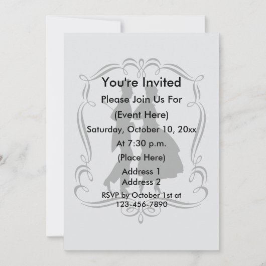 Invitation Soignée Homme Et Femme Silhouette Party (Devant)