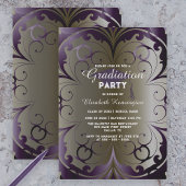 Invitation Soignée Ornate Deep Purple Graduation Party