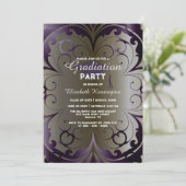 Invitation Soignée Ornate Deep Purple Graduation Party (Debout devant)