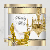 Invitation Soignée Parties scintillant Gold Cream White Chand (Devant / Derrière)