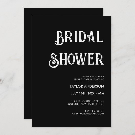 Invitation Soignée rétro noir & blanc (Devant / Derrière)